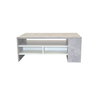 Couchtisch 3070, mit Schubladen und Ablageboden, beton / grau / weiß