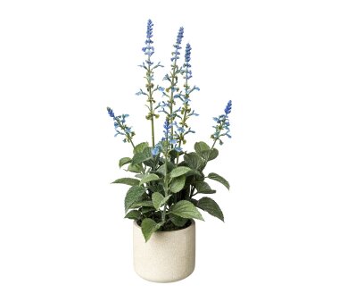 Kunstpflanze Salvie, blau, inklusive Zementtopf,...