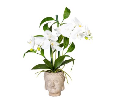 Kunstpflanze Orchideen-Bambus-Arrangement, weiß,...