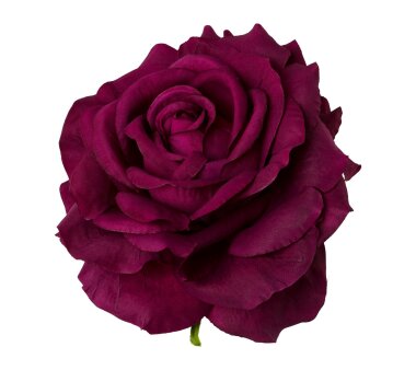 Kunstblume Rose mit Clip, 6er Set, purple, 8,5x10,5 cm
