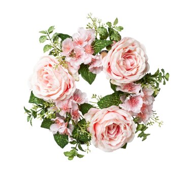 Künstlicher Kerzenring Rosen / Blüten, rosa