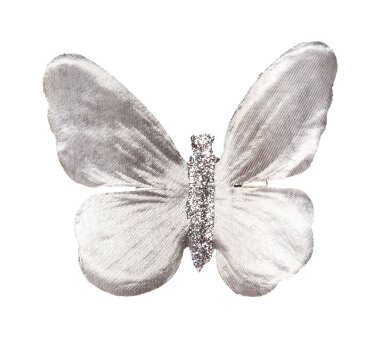 Deko-Schmetterling mit Clip, 16er Set, grau