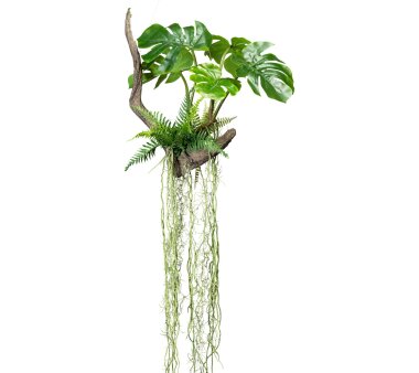 Kunstpflanze Splitphilodendron, grün, mit...