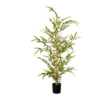 Kunstpflanze Bambus-Miniblatt, grün, Naturstamm,...
