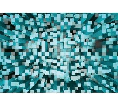 AS Creation Vlies-Fototapete 3D SQUARES BLUE 118887, 8 Teile, 384x260 cm