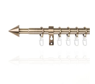 Lichtblick Gardinenstange Kegel, 20 mm, ausziehbar 125 - 240 cm - Metall, Messing Antik