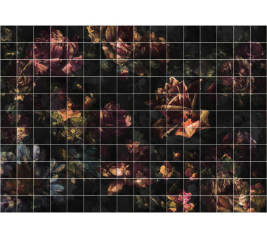 Vlies-Fototapete KOMAR, INK TILES FLOWERS, 8 Teile, BxH 400 x 280 cm