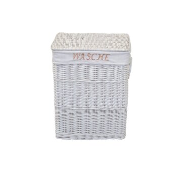 Wäschekorb aus Weide, aufklappbar, weiß, BxTxH 47x35x61 cm
