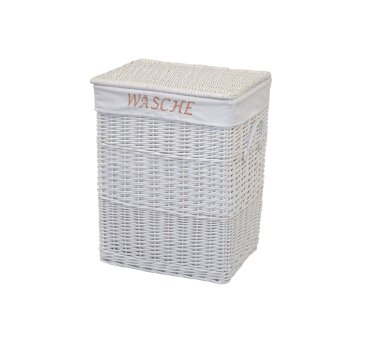 Wäschekorb aus Weide, aufklappbar, weiß, BxTxH 47x35x61 cm