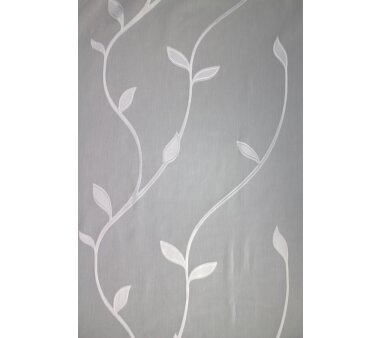 VHG Fertig-Webstore HEIDI, mit Scherli-Blättermotiven, Kräuselband-Aufhängung, halbtransparent,  Farbe weiß