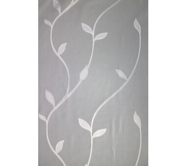 VHG Fertig-Webstore HEIDI, mit Scherli-Blättermotiven, Kräuselband-Aufhängung, halbtransparent,  Farbe weiß HxB 245x900 cm