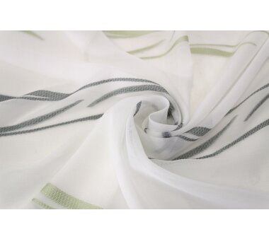 VHG Fertig-Webstore DIANA, mit Scherli-Motiven, Kräuselband-Aufhängung, halbtransparent,  Farbe grün HxB 120x300 cm