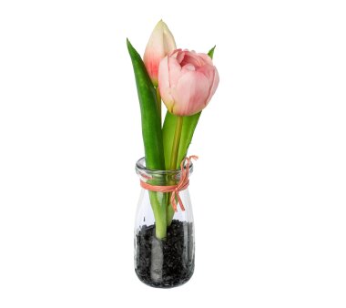 Kunstpflanze Tulpen, 4er Set, Farbe rosa, inkl. Glasvase,...