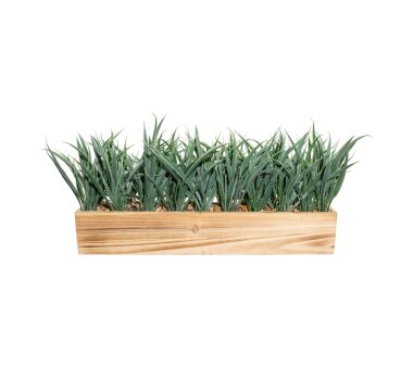 Kunstpflanze Gras im Holzkasten 52x10x9 cm, Farbe...