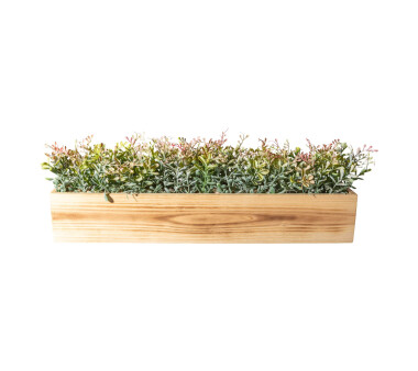 Kunstpflanze Teeblatt im Holzkasten 52x10x9 cm, Farbe...