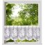Jacquard-Bistro-Gardine PETRA, mit Stangendurchzug, Blumenmotiv, halbtransparent, Farbe weiß