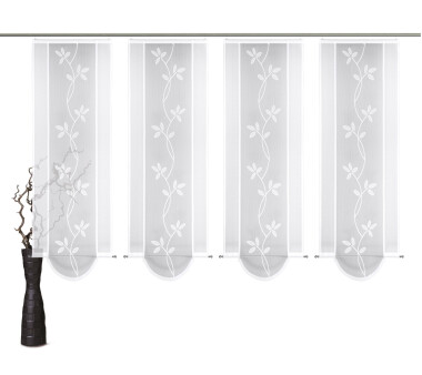 4er Set VHG Schiebegardinen HANKA,  mit Ranken-Motiv und Abschlussbogen, transparent,  Farbe weiß HxB 90x60 cm