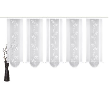 5er Set VHG Schiebegardinen HANKA,  mit Ranken-Motiv und Abschlussbogen, transparent,  Farbe weiß