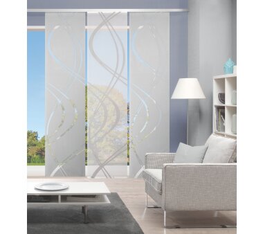 3er-Set Flächenvorhang, blickdicht / transparent, JOANNA, grau, Höhe 245 cm, 3x Dessin