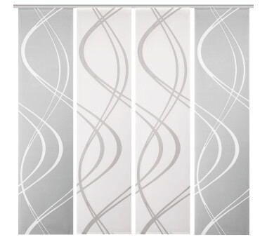 4er-Set Flächenvorhang, blickdicht / transparent, JOANNA, grau, Höhe 245 cm, 4x Dessin