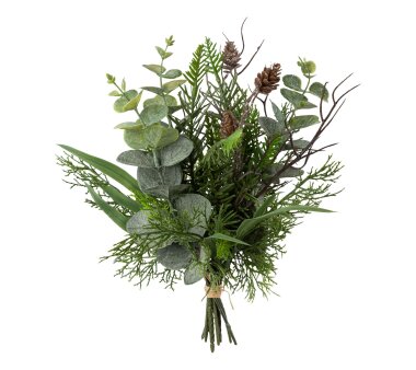 Kunstpflanze Eukalyptus-Tannenbund mit Zapfen, 2er Set,...