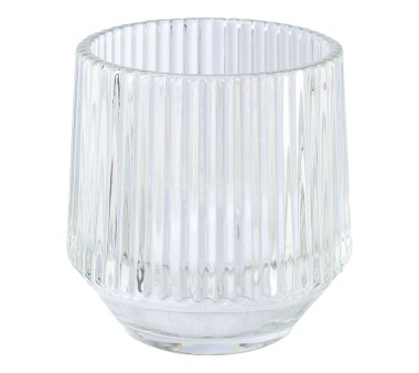Glas-Teelichthalter, 4er Set, Relief, 10x10 cm