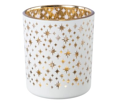 Glas-Teelichthalter Stars, 6er Set, Farbe weiß, 7x8 cm