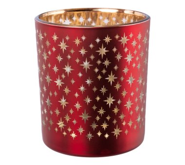 Glas-Teelichthalter Stars, 5er Set, Farbe rot, 9x10 cm