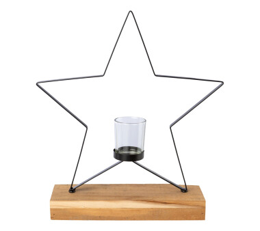 Metall-Stern, mit Glas auf Holz-Board, Farbe schwarz,...