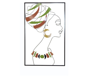 Wanddekoration AFRIKANISCHE FRAU, multicolor, 46 x 3 x 72  cm