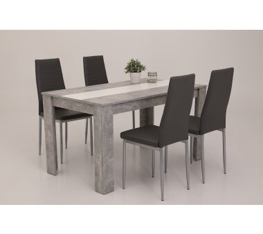 Tischgruppe HELENE I G, 5-teilig, betonoptik / grau,...
