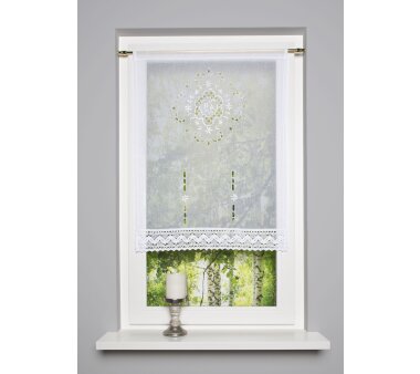 Fenster-/Türbehang ANNA-LENA, mit Lochstickerei und Tunneldurchzug, halbtransparent, Farbe weiß