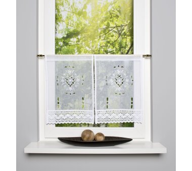 Fensterbild ANNABELL, 2er Set, mit Lochstickerei und Tunneldurchzug, halbtransparent, weiß, HxB 45x30 cm
