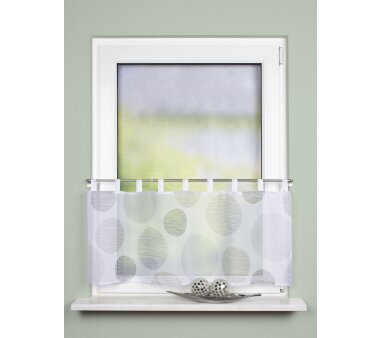 Voile-Cafehaus-Gardine ARIELLE, mit Schlaufen, Digitaldruck, transparent, Farbe stein, HxB 45x140 cm