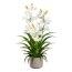 Kunstpflanze Cymbidie, Farbe weiß, inkl. grauem Melamintopf, Höhe ca. 70 cm