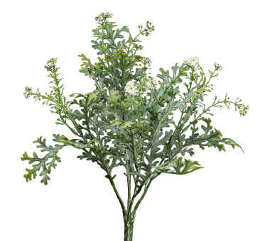 Kunstpflanze Silberblattbusch mit Blüten, 3er Set,...