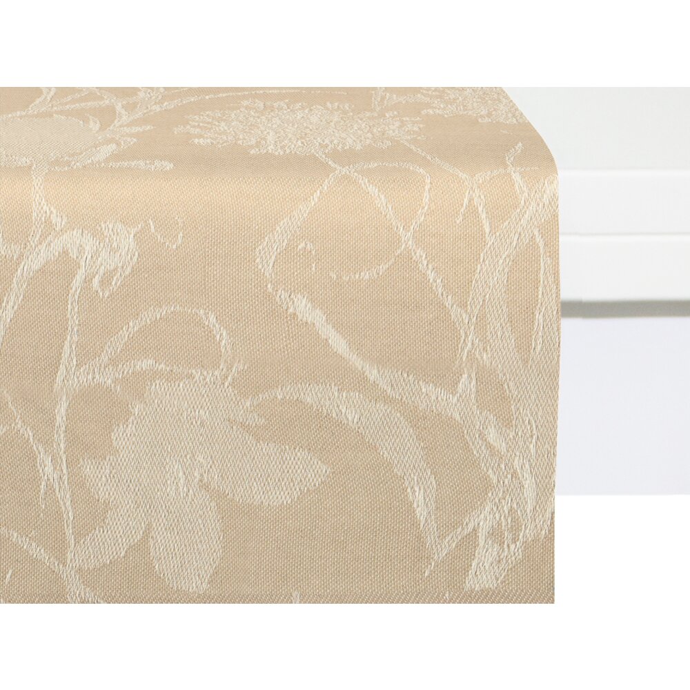 ADAM Tischläufer | Kuvertsaum, FLOWER bei cm, LIGHT, beige CUVEE Wohnfuehlidee 150x50