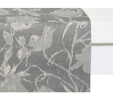 ADAM Tischläufer FLOWER CUVEE LIGHT, Kuvertsaum, 150x50 cm, dunkelgrau