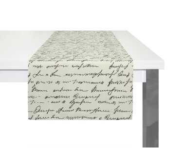 ADAM Tischläufer SCRIBBLE, Kuvertsaum, 150x50 cm, natur-schwarz