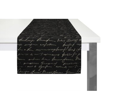 ADAM Tischläufer SCRIBBLE, Kuvertsaum, 150x50 cm, schwarz