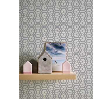 Architects Paper Jungle Chic Vliestapete Retrotapete / Vintagetapete Grau matt 10,05 m x 0,53 m