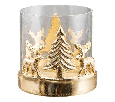 Glas-Windlicht 2er mit Alu-Weihnachtslandschaft, silber, kaufen online Farbe Set, 10x10x10 cm