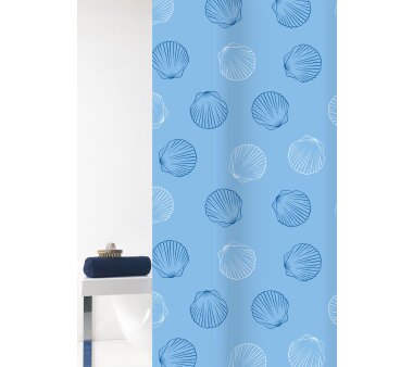 GRUND Textil Duschvorhang MARA, weiß/blau,...