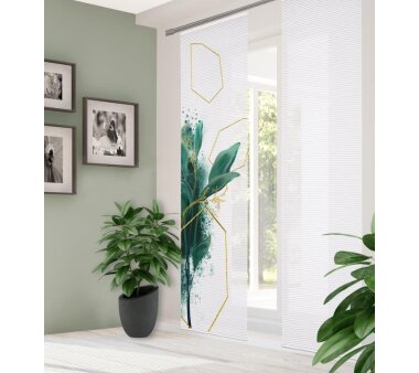 HOME in green Schiebevorhang SIGNA in Bambus-Optik, Digitaldruck, halbtransparent, grün, Größe BxH 60x245 cm