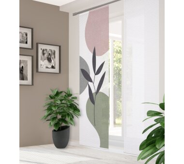 HOME in green Schiebevorhang FRONDA in Bambus-Optik, Digitaldruck, halbtransparent, rose-grün, Größe BxH 60x245 cm