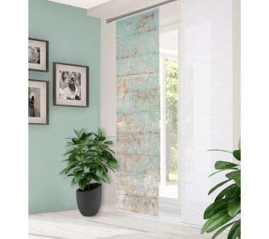 HOME in green Schiebevorhang MANDRIGA in Bambus-Optik, Digitaldruck, halbtransparent, mint, Größe BxH 60x245 cm