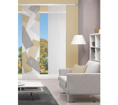 VISION S Schiebevorhang NAYAH in Bambus-Optik, Digitaldruck, halbtransparent, goldfarben, Größe BxH 60x260 cm