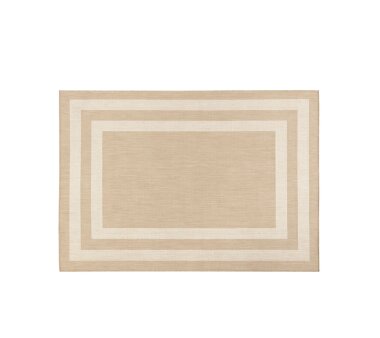 Flachgewebe-Teppich TERRACE, Bordüren-Dessin, Farbe natur-weiß