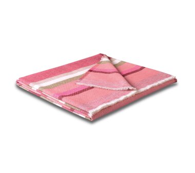 Plaid Stipe Out pink, mit Fransenabschluss, Größe 130x170 cm