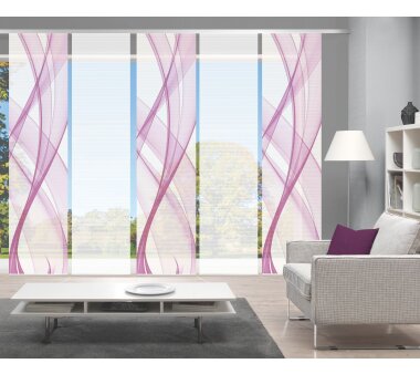 VISION S Schiebevorhänge Set 5er PACOLIA, halbtransparent, Höhe 260 cm, pink